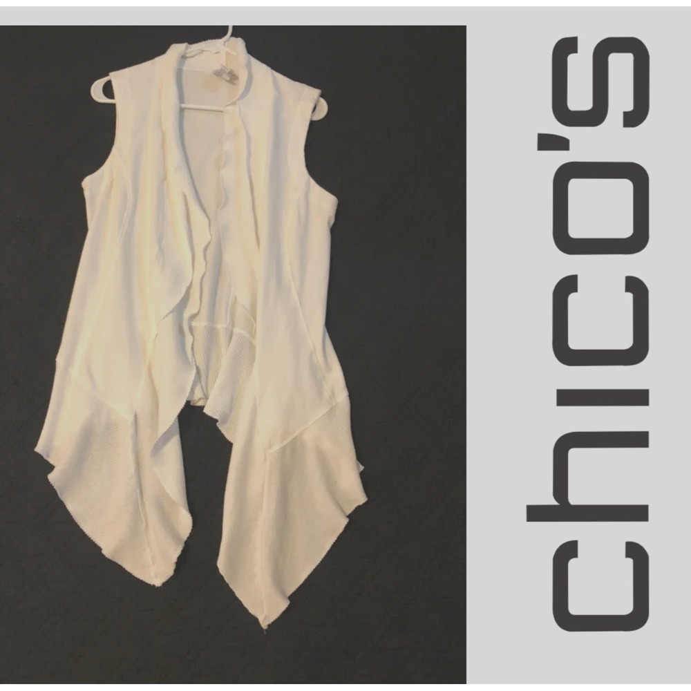 Zenergy Chico's 1 - Whiteβ - Cardigan - Open Front - Sleeveless - Cotton